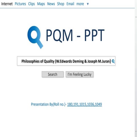 philosophies of quality (Deming's and juran's philosophies)