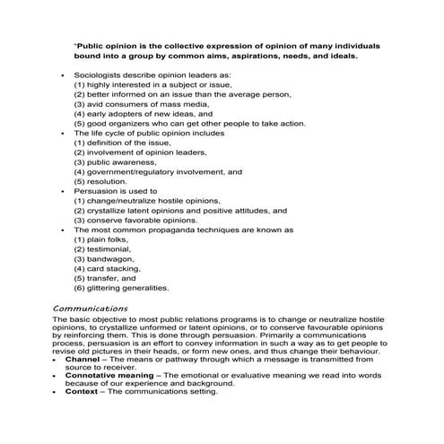 Public Opinion and Persuasion