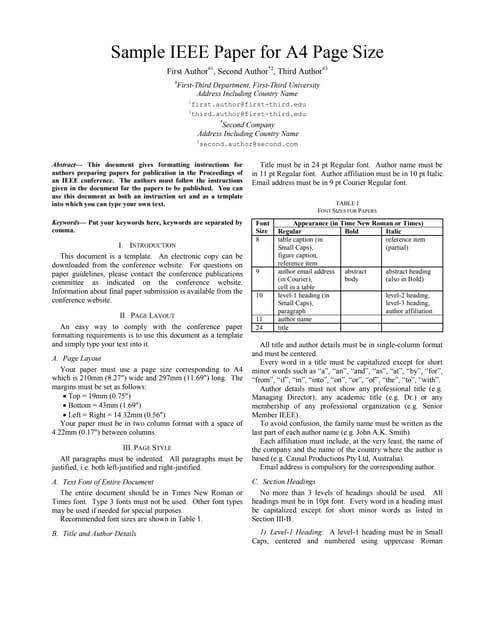Sample IEEE Paper Format | DOC