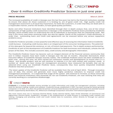 CIP scores March 2014 - Creditinfo Georgia 