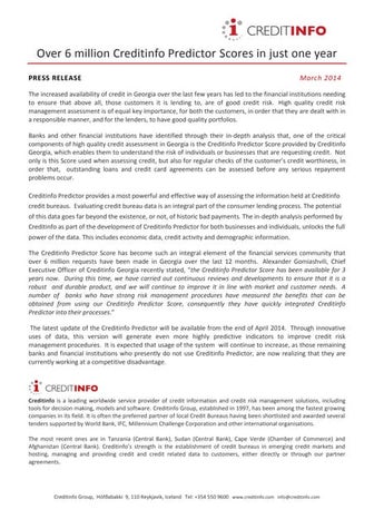 CIP scores March 2014 - Creditinfo Georgia 