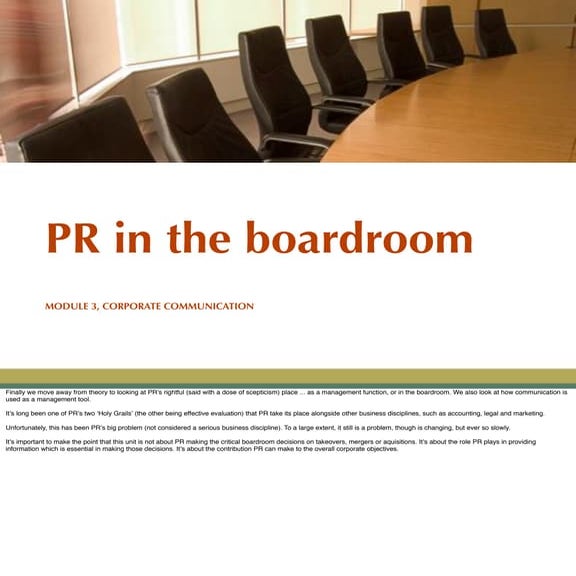 PR in the board room