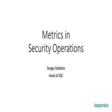 Metrics in Security Operations