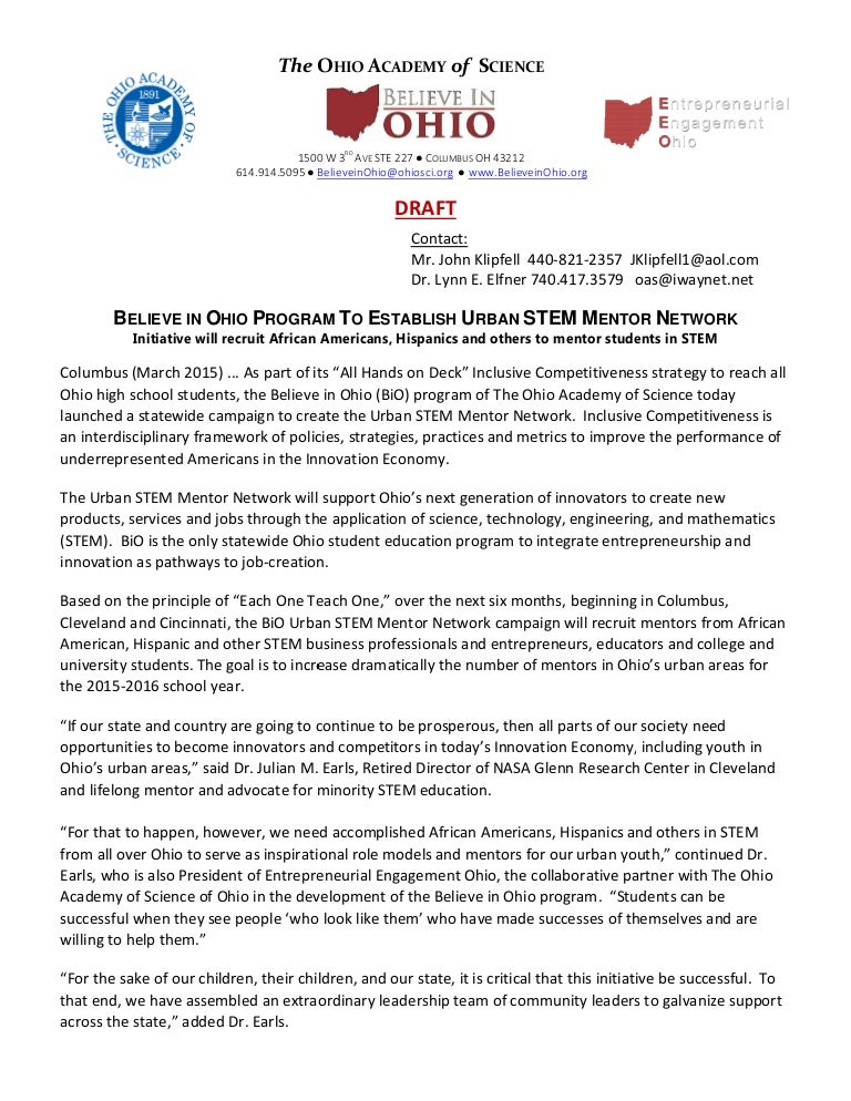 stem mentor network believe in ohio