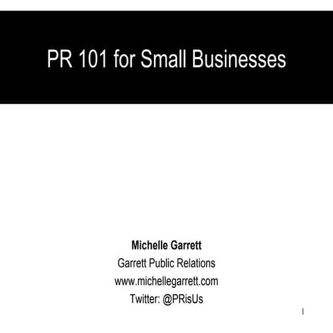 PR 101 For Small Businesses