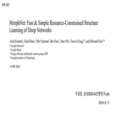 PR-187 : MorphNet: Fast & Simple Resource-Constrained Structure Learning of D...