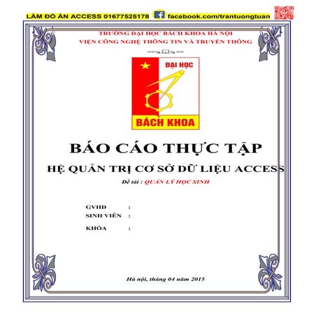 Quản lý Học Sinh Viên Nhận Làm Đồ án Access 01677525178