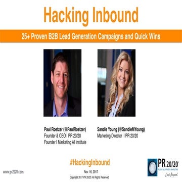 Hacking Inbound: 25+ Proven B2B Lead Generation Campaigns and Quick Wins