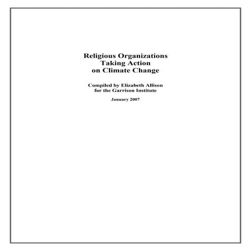 Religious Organizations Taking Action on Global Warming  