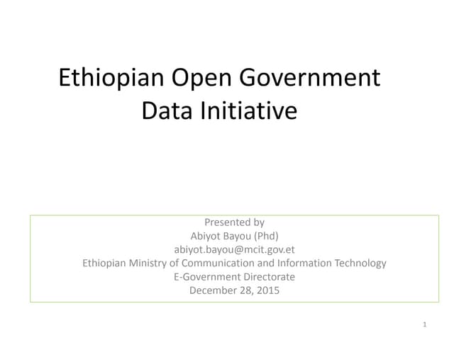 Ethiopian Open Government Data Initiative