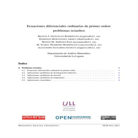 Ecuaciones Diferenciales Ordinarias de Primer Orden
