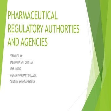 Pharmaceutical regulatory authorities and agencies