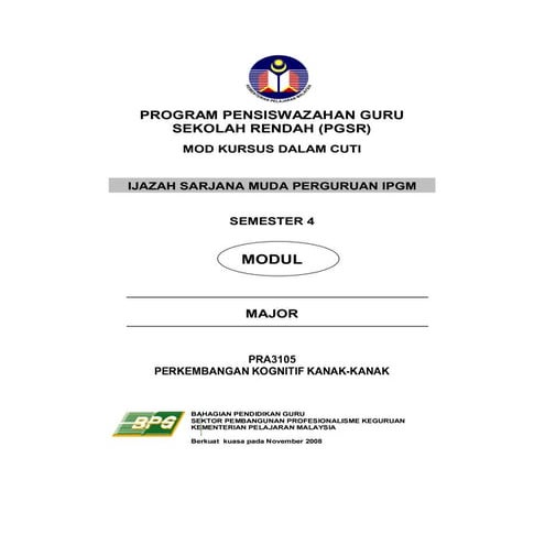 Pra3105 Perkembangan Kognitif Kanak-kanak