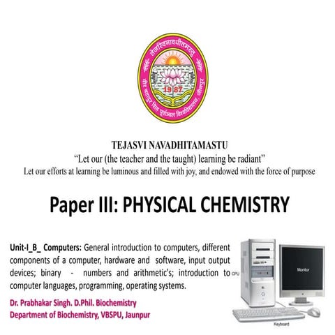 B.Sc. I Year Physical Chemistry_Unit_Computer Applications | PDF