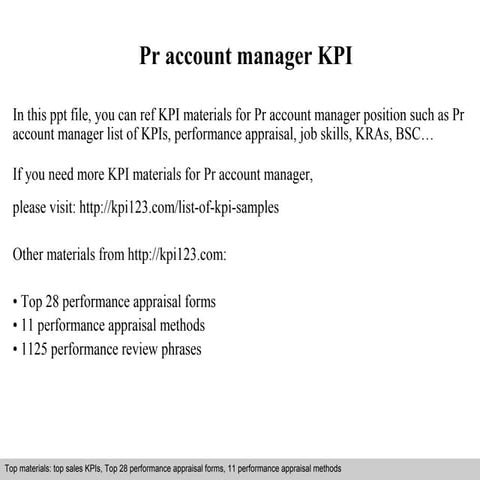 Pr account manager kpi