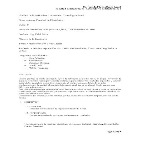 Pract 6 lab elect i diodo zener (como regulador) final 6