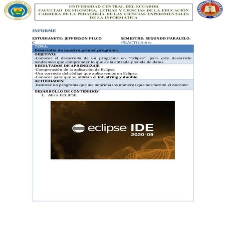 Guia practica secuenciales eclipse java 01 | PDF
