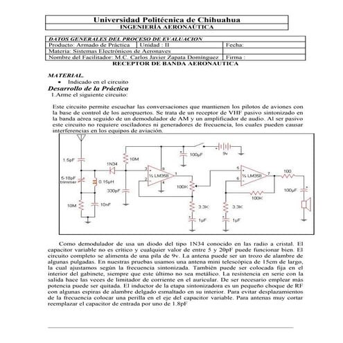 Diagrama circuito receptor VHF pasivo