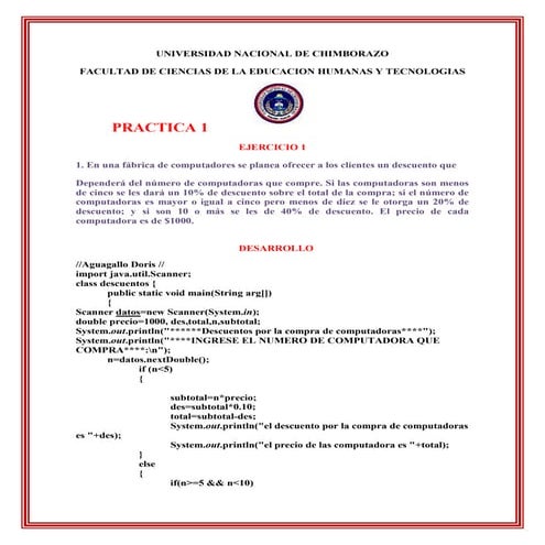 Ejercicios resueltos de java | PDF