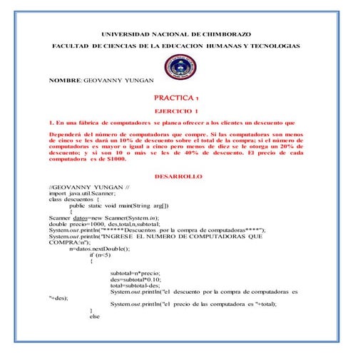 Ejercicios resueltos de java | PDF