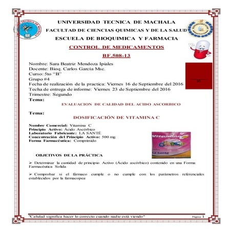 PRACTICA DE CONTROL DE MEDICAMENTOS