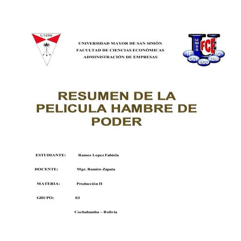 Practica 13 resume de la pelicula hambre de poder