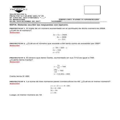 Practica 25   probemas de ecuaciones , sistemas de ecuaciones solucion