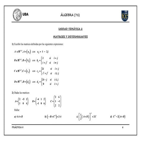 Practica 2 matrices 2018 | PDF