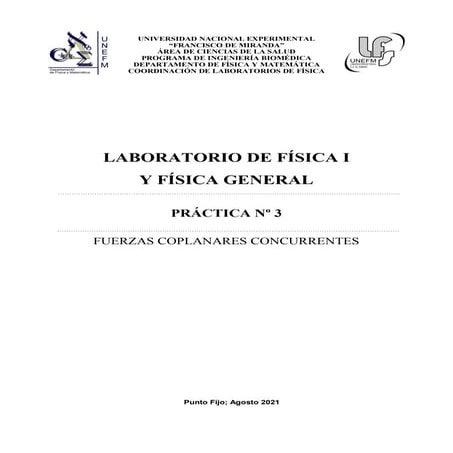 Práctica 3 Física I Fuerzas Coplanares Concurrentes