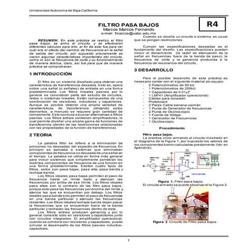 Practica Filtro pasa bajos
