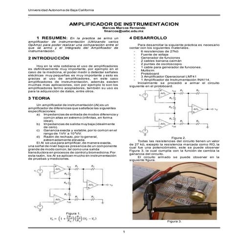 DISEÑO ANALOGICO - AMPLIFICADOR DE INSTRUMENTACION INA114 Y LM741