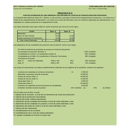 Practica 9.0 costos estimados