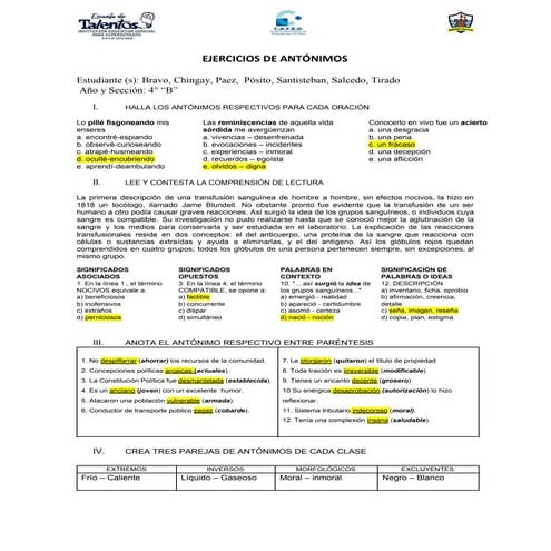 Práctica antónimos grupo 1