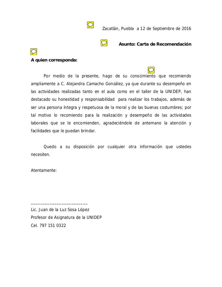practica carta de recomendacion 3 formatos de recomendaciones personales
