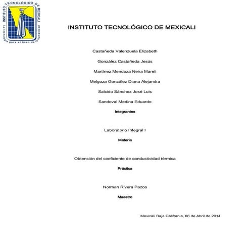 Practica coeficiente de conductividad termica