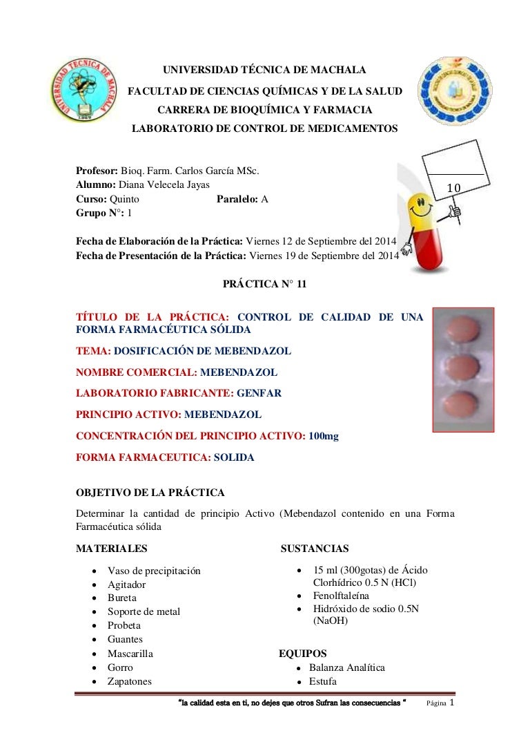 Mebendazol en capsulas