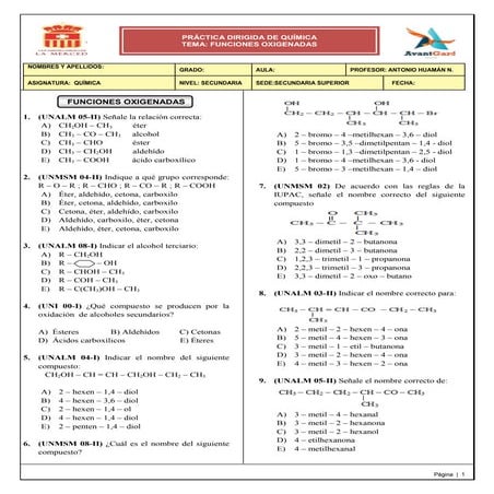 Practica de funciones oxigenadas (4 to)