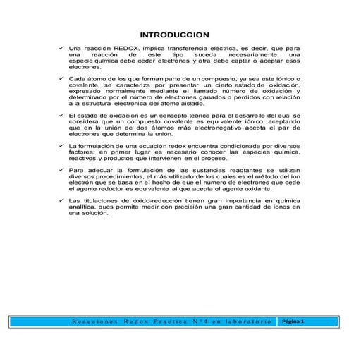 Practica de redox  en laboratorio