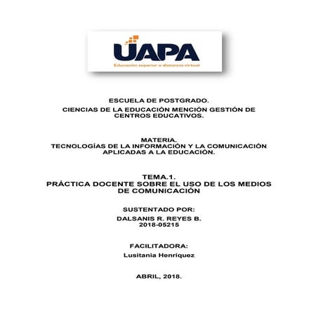 TECNOLOGÍAS DE LA INFORMACIÓN Y LA COMUNICACIÓN APLICADAS A LA EDUCACIÓN. 