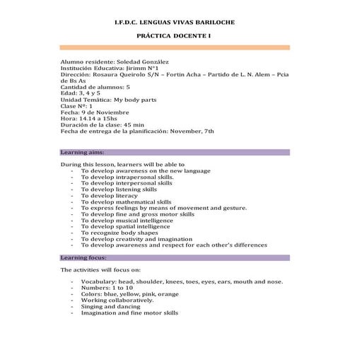 Práctica Docente I - González Soledad - Lesson plan 1 