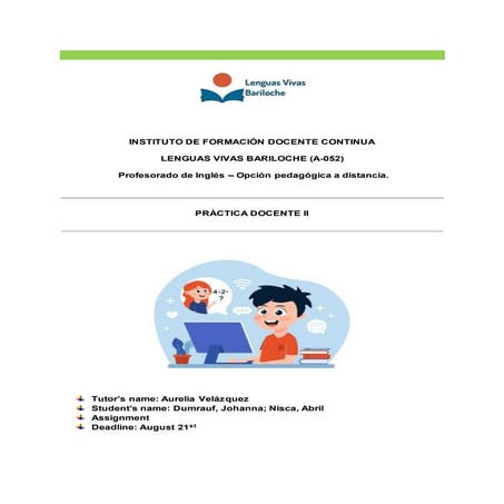 Practica docente ii assignment i  online teaching- dumrauf - nisca