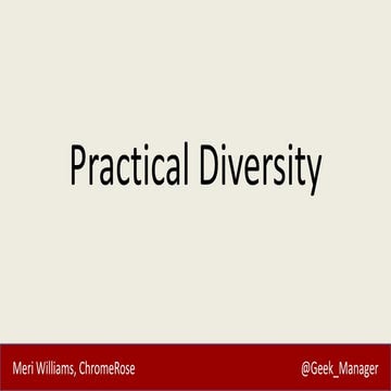 Practical Diversity -- Expanded Edition