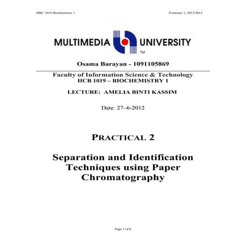 Practical 2 tlc | DOC | Chemistry | Science