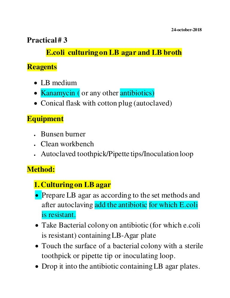 E.coli culturing on LB agar and LB broth (Practical)