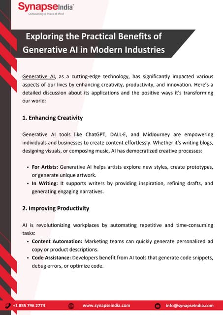Explore the Practical Benefits of Generative AI in Modern Industries