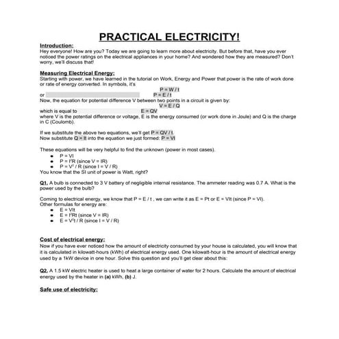 Practical electricity
