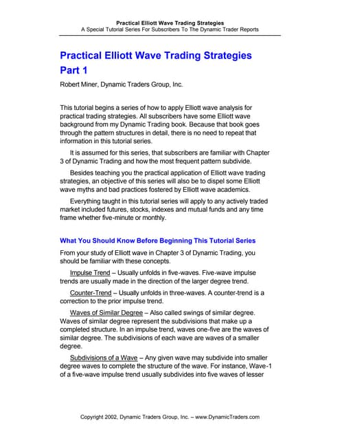 Practical Elliott Wave Trading Strategies
