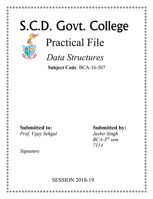 Data Structures Practical File 