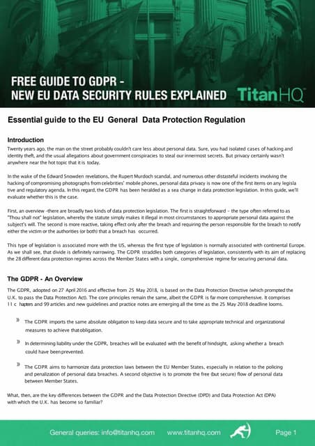 How does GDPR Regulation help in Data Protection and Data Privacy? | PDF