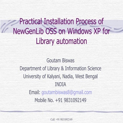 Practical Installation Process Of New Gen Lib Oss On Windows Xp For Library A...
